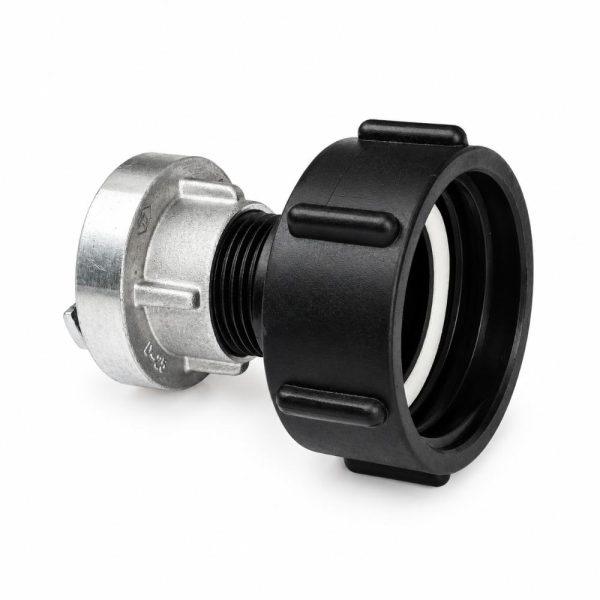 Adapter z aluminijasto gasilsko spojko D25 za IBC cisterne z navojem S60x6 - slika s strani